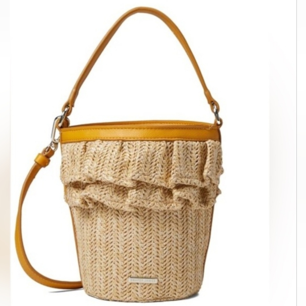 Draper James Beatrice Raffia Ruffle Bucket Crossbody Bag